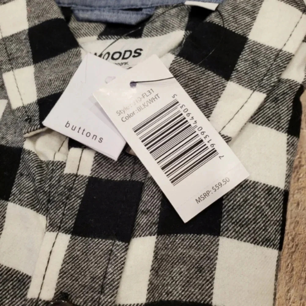 TALLWOODS | NWT Vintage-Style Button Up Flannel in Black & White sz S - Picture 4 of 8